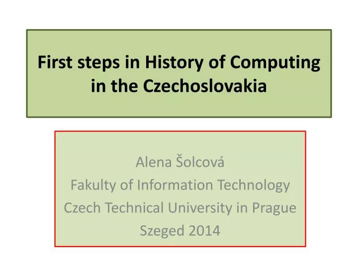 first steps in history of computing in the czech oslovakia