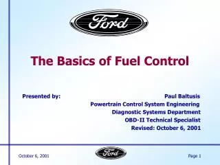 The Basics of Fuel Control