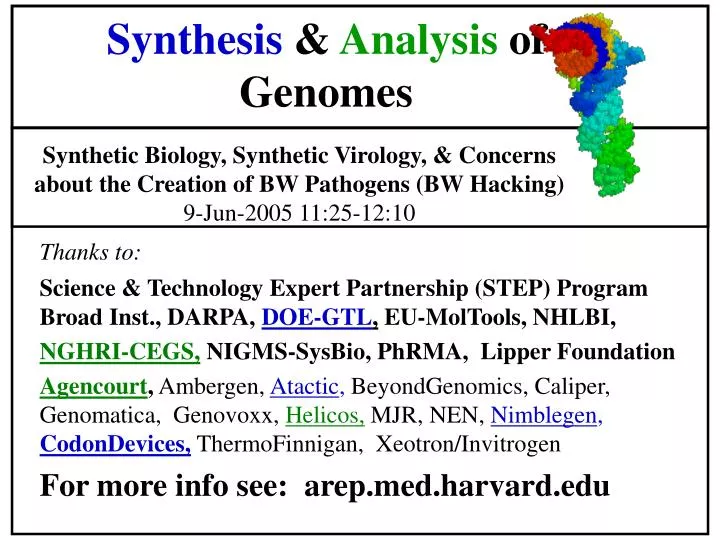 synthesis analysis of genomes