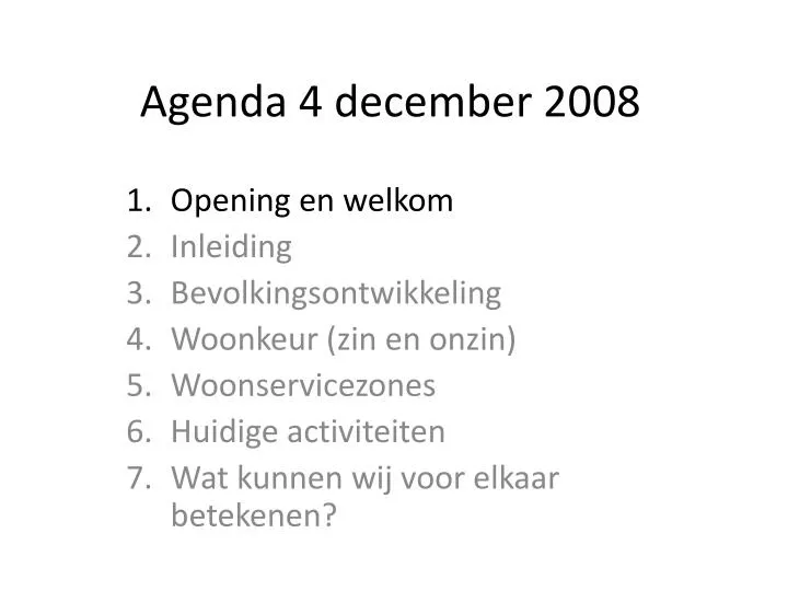agenda 4 december 2008