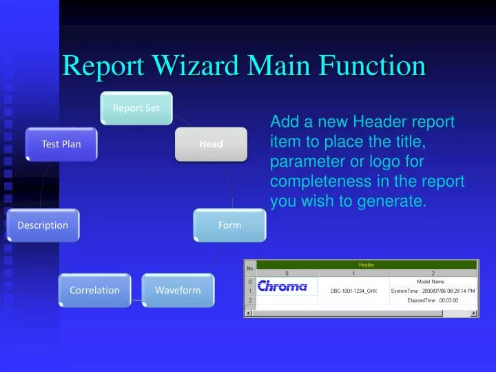 report wizard main function