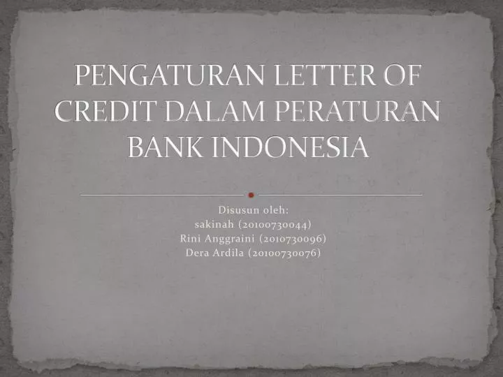 pengaturan letter of credit dalam peraturan bank indonesia