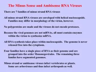 The Minus Sense and Ambisense RNA Viruses