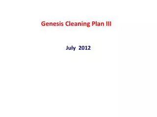 Genesis Cleaning Plan III