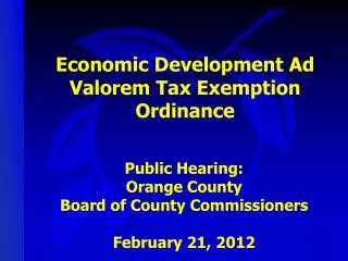 Economic Development Ad Valorem Tax Exemption Ordinance