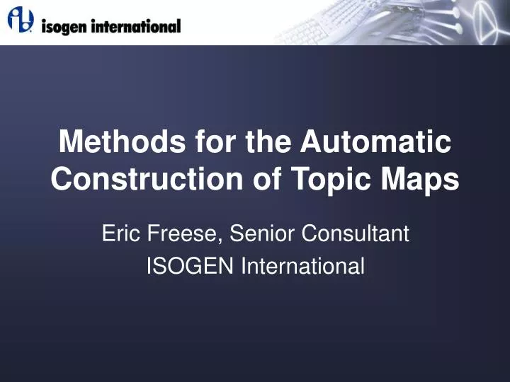 methods for the automatic construction of topic maps