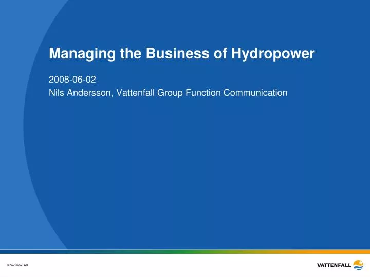 managing the business of hydropower