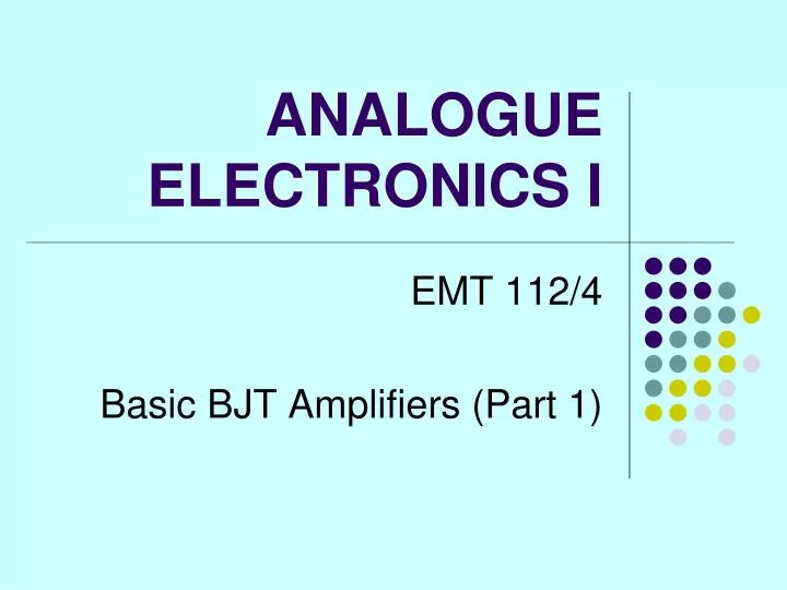 analogue electronics i
