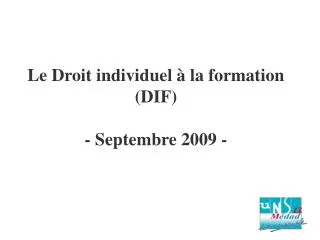 le droit individuel la formation dif septembre 2009