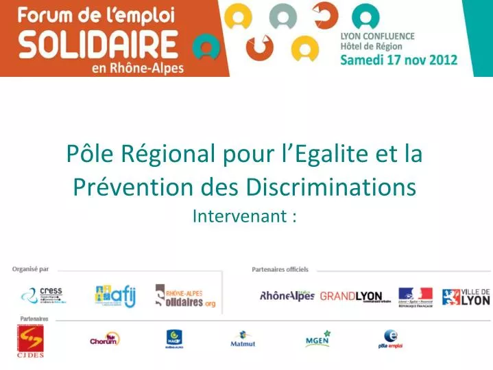 p le r gional pour l egalite et la pr vention des discriminations intervenant