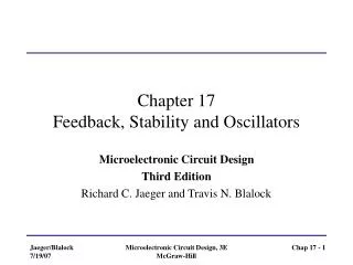 Chapter 17 Feedback, Stability and Oscillators