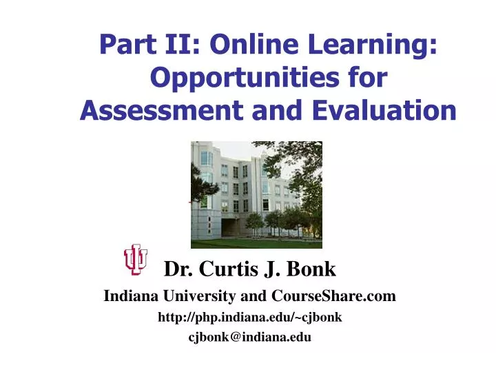 part ii online learning opportunities for assessment and evaluation