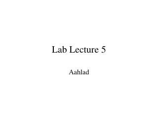 Lab Lecture 5