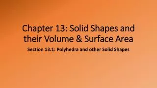 Chapter 13: Solid Shapes and their Volume &amp; Surface Area