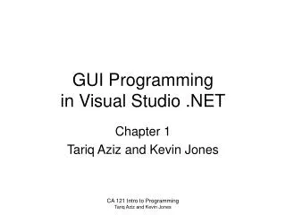 GUI Programming in Visual Studio .NET