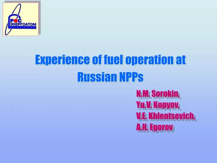 experience of fuel operation at russian npps