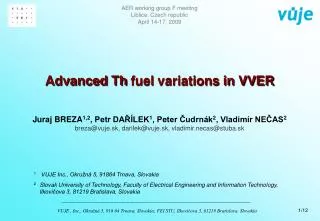 advanced th fuel variations in vver