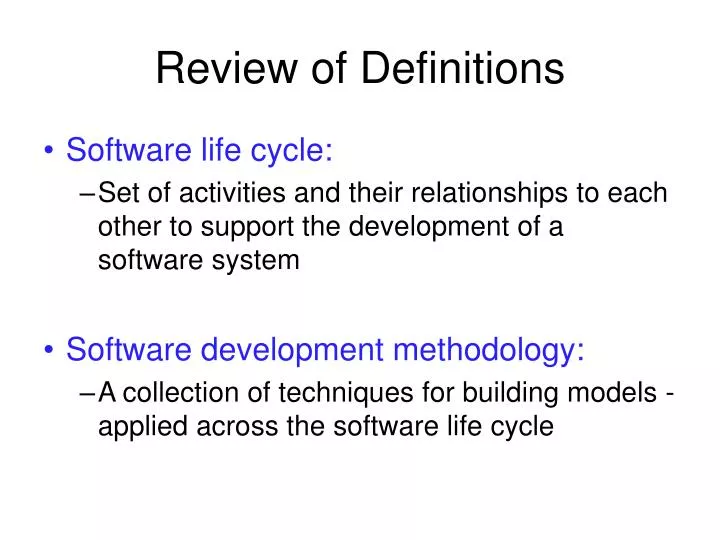 review of definitions