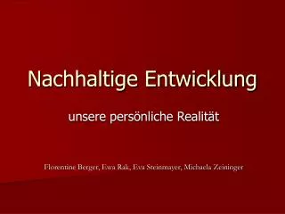 nachhaltige entwicklung