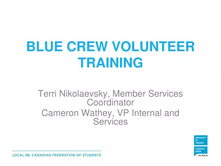 blue crew volunteer training
