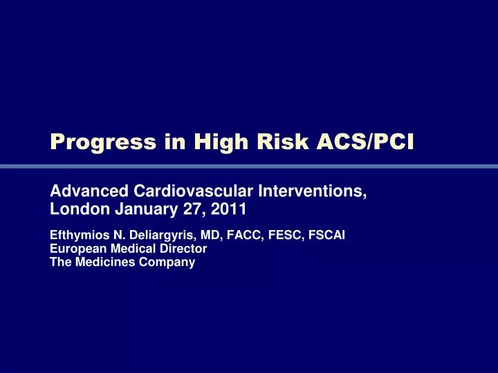 progress in high risk acs pci