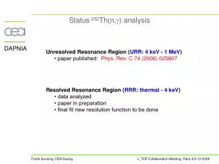 Status 232 Th(n, ? ) analysis