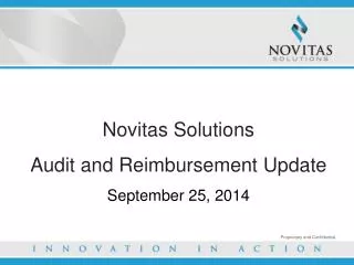 Novitas Solutions Audit and Reimbursement Update September 25, 2014