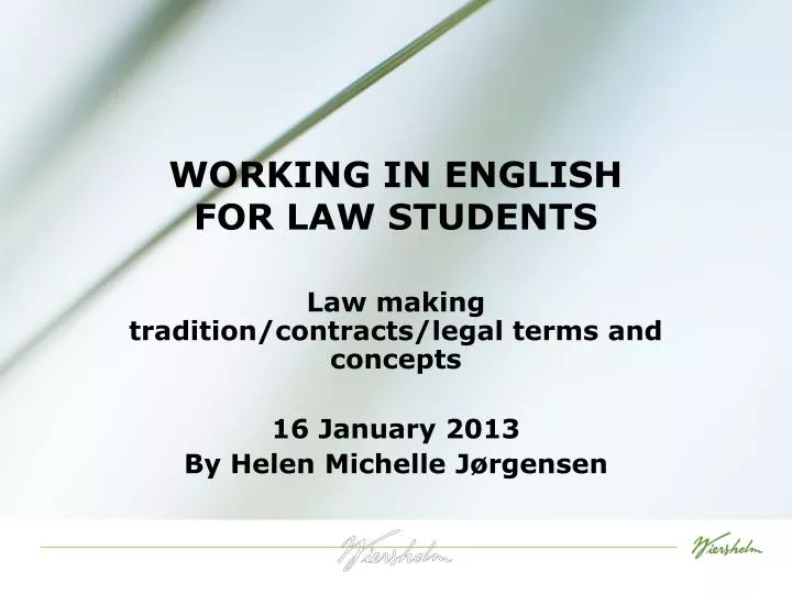 working in english for law students