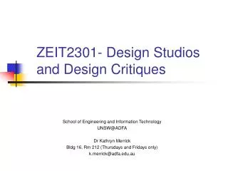 ZEIT2301- Design Studios and Design Critiques