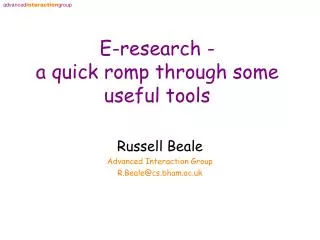 E-research - a quick romp through some useful tools