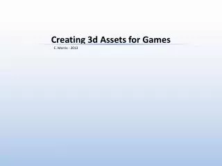 Creating 3d Assets for Games