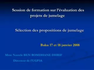 s lection des propositions de jumelage