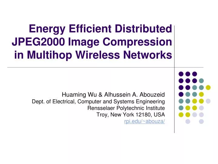 energy efficient distributed jpeg2000 image compression in multihop wireless networks