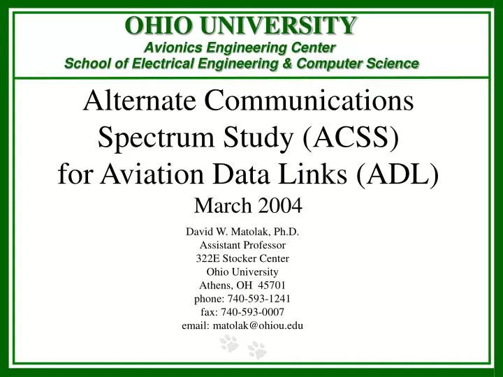 alternate communications spectrum study acss for aviation data links adl march 2004