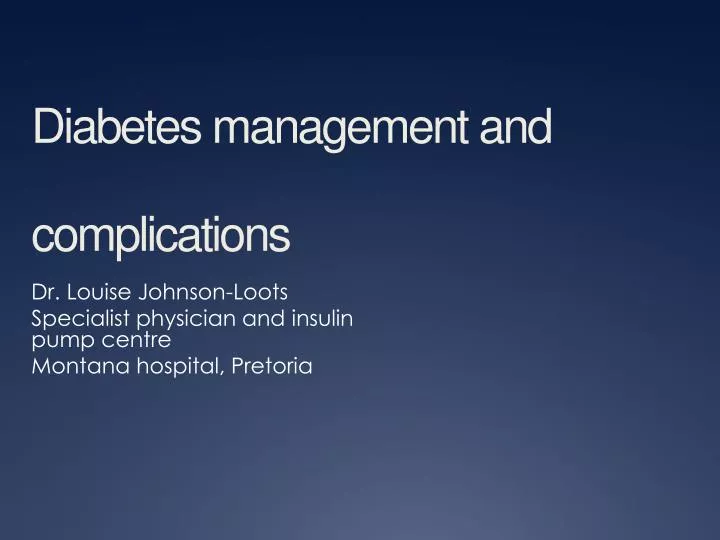 diabetes management and complications