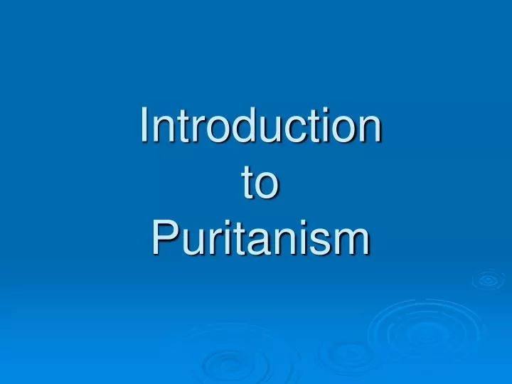 introduction to puritanism
