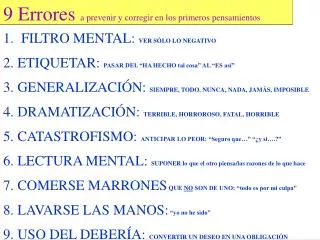 9 errores a prevenir y corregir en los primeros pensamientos