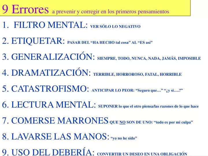 9 errores a prevenir y corregir en los primeros pensamientos