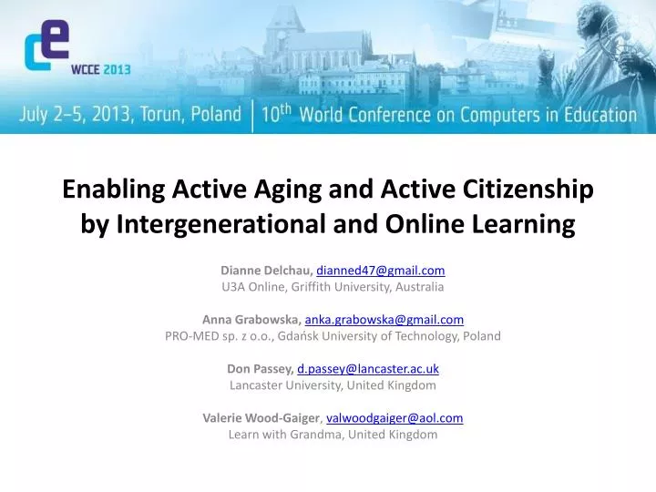 enabling active aging and active citizenship by intergenerational and online learning