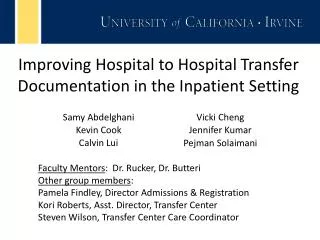 Improving Hospital to Hospital Transfer Documentation in the Inpatient Setting