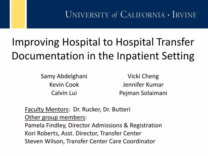 improving hospital to hospital transfer documentation in the inpatient setting