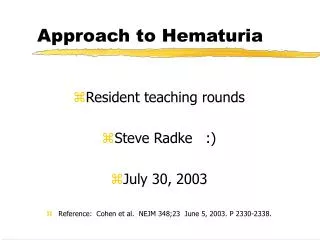 Approach to Hematuria