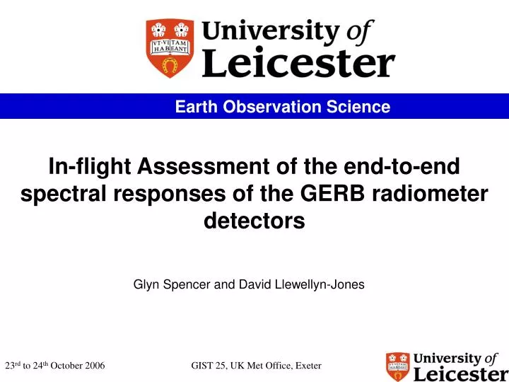 in flight assessment of the end to end spectral responses of the gerb radiometer detectors
