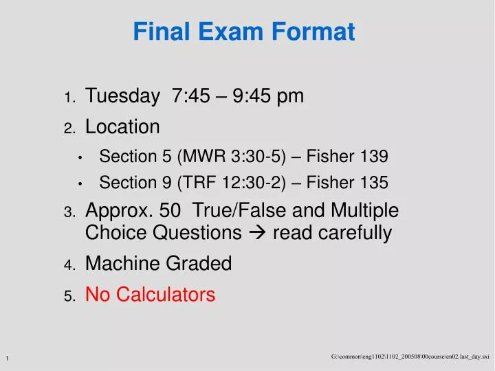 final exam format