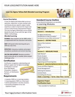 Lean Six Sigma Yellow Belt Blended Learning Program