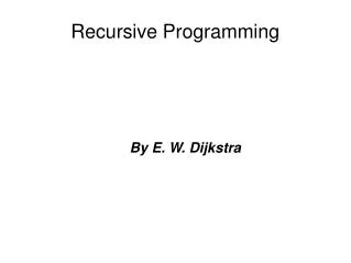 Recursive Programming