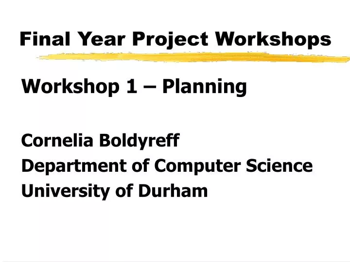 final year project workshops