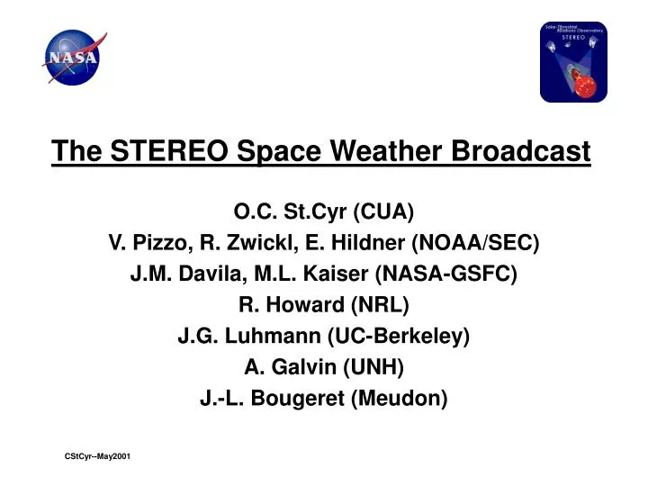 the stereo space weather broadcast