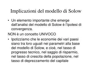 implicazioni del modello di solow