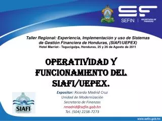 operatividad y funcionamiento del siafi uepex
